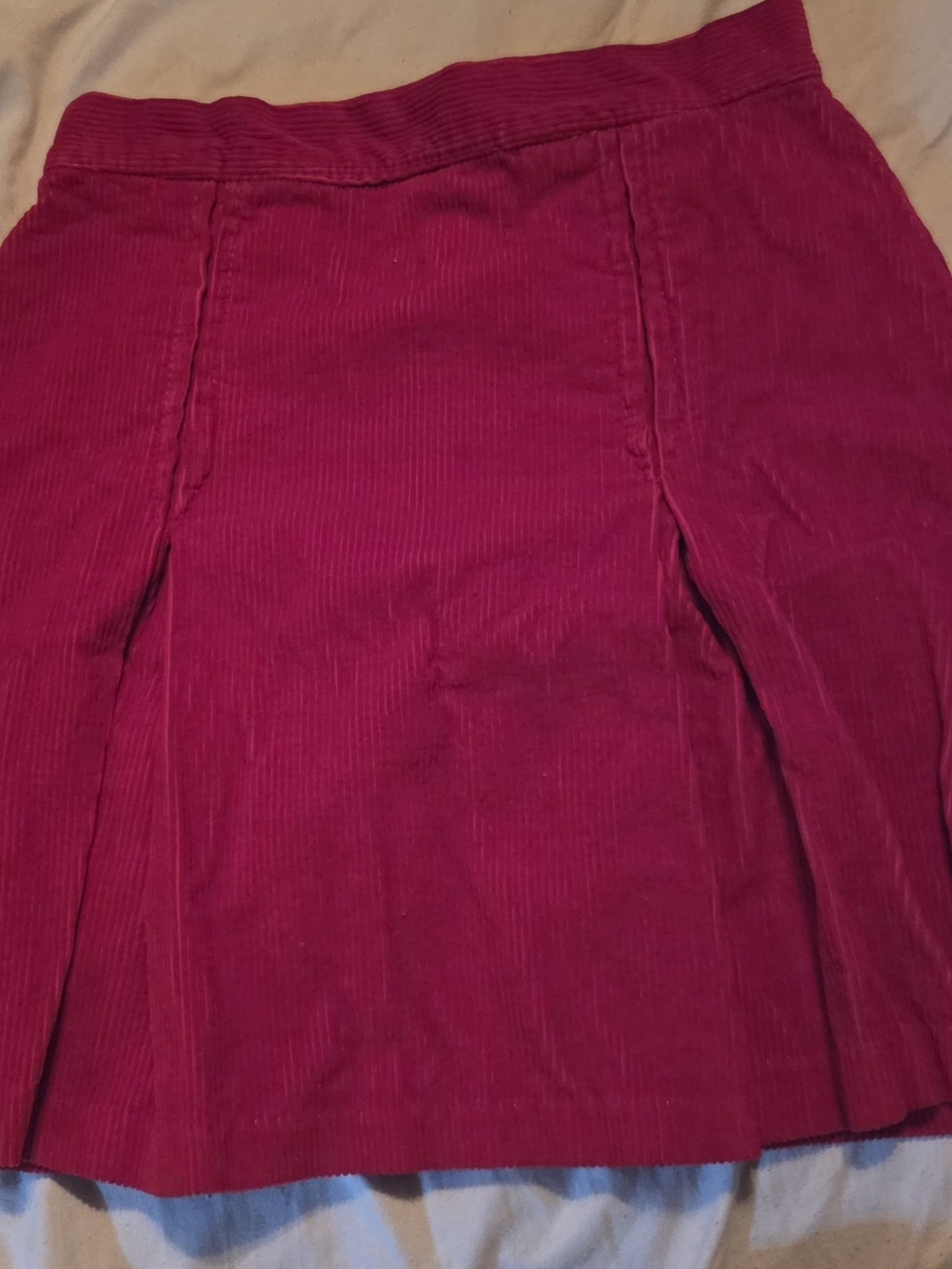 Vintage 70s Red Corduroy A-Line Mini Skirt Made in Canada XXS